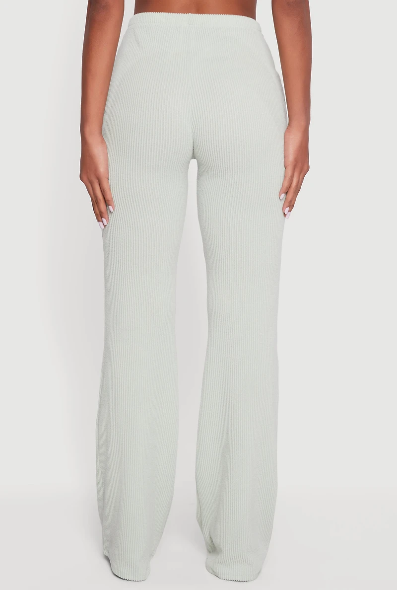 Brushed Rib Knit Pull On Flare Pants