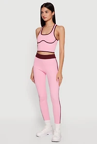 Contrast Trim Seamless Ribbed Cropped Racerback Tank Top