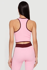 Contrast Trim Seamless Ribbed Cropped Racerback Tank Top