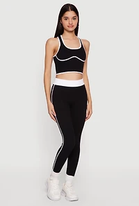 Contrast Trim Seamless Ribbed Leggings