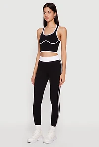 Contrast Trim Seamless Ribbed Leggings