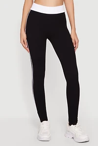 Contrast Trim Seamless Ribbed Leggings