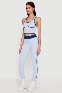 Contrast Trim Seamless Ribbed Leggings