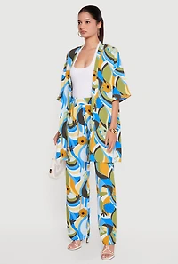 Oversized Crepe Knit Printed Pattern Kimono