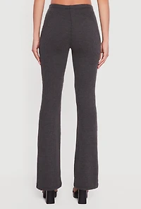 Trendy Ribbed Knit Mid Rise Bootcut Pants