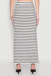 Womens Rosette Detail Striped Maxi Skirt, Multi, Size S
