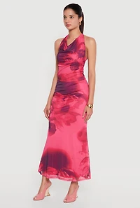 Floral Mesh Maxi Mermaid Skirt