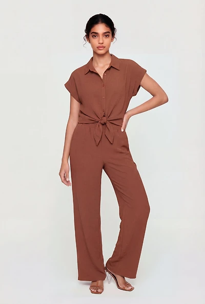 Solid Crepe Knit Pull On Pants