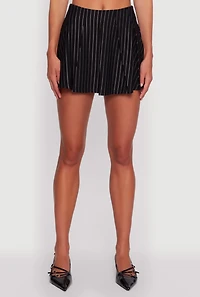 Womens Trendy High Waisted Pinstripe Pleated Mini Skirt,