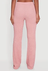 Textured Knit High Waisted Slim Bootcut Pants