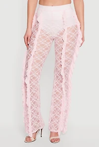 Floral Lace High Waisted Ruffle Pants