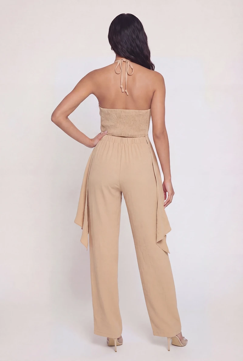 Crepe Knit Ruffle Trim Halter Top