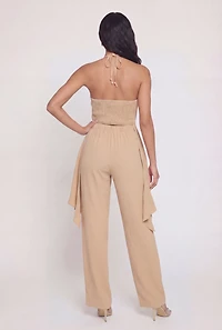 Crepe Knit Ruffle Trim Halter Top