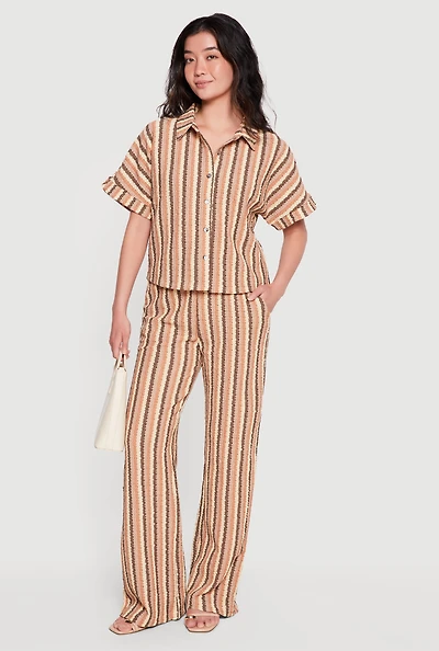 Textured Knit Boho Striped Pants