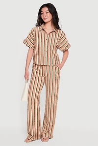 Textured Knit Boho Striped Pants