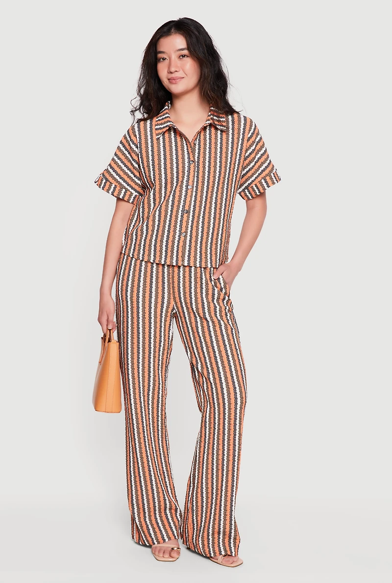 Textured Knit Boho Striped Pants