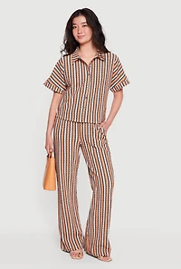 Textured Knit Boho Striped Pants