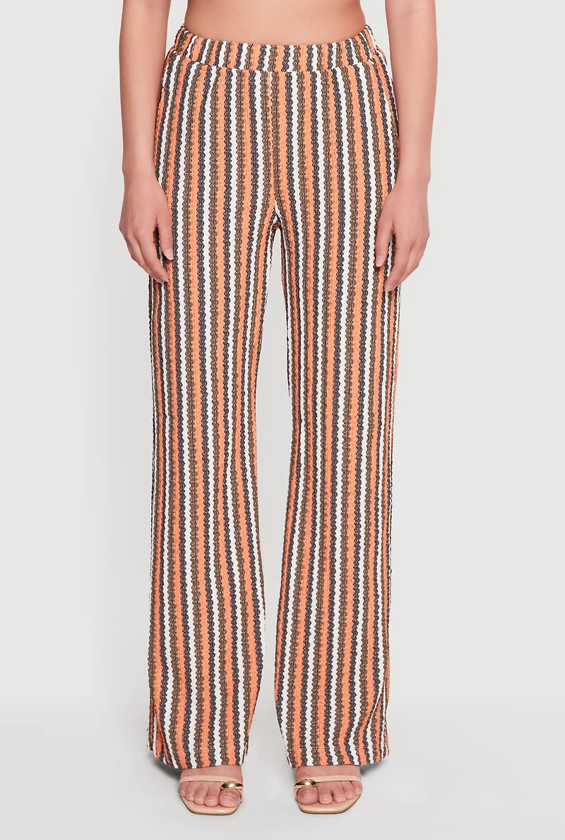 Textured Knit Boho Striped Pants