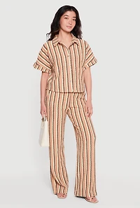 Textured Knit Boho Striped Shirt