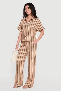 Textured Knit Boho Striped Shirt
