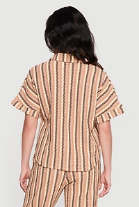 Textured Knit Boho Striped Shirt