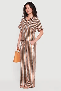 Textured Knit Boho Striped Shirt