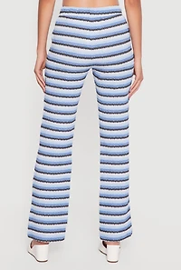 Striped Textured Knit Boot Cut Casual Pants