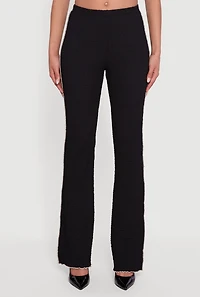 Textured Knit Contrast Trim Pull On Flare Pants