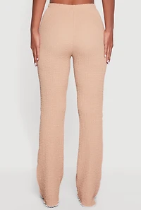 Textured Knit Contrast Trim Pull On Flare Pants