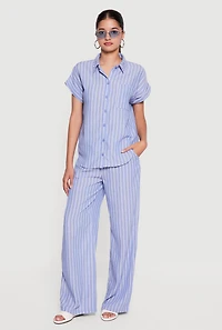 Pinstripe High Waisted Wide Leg Pants