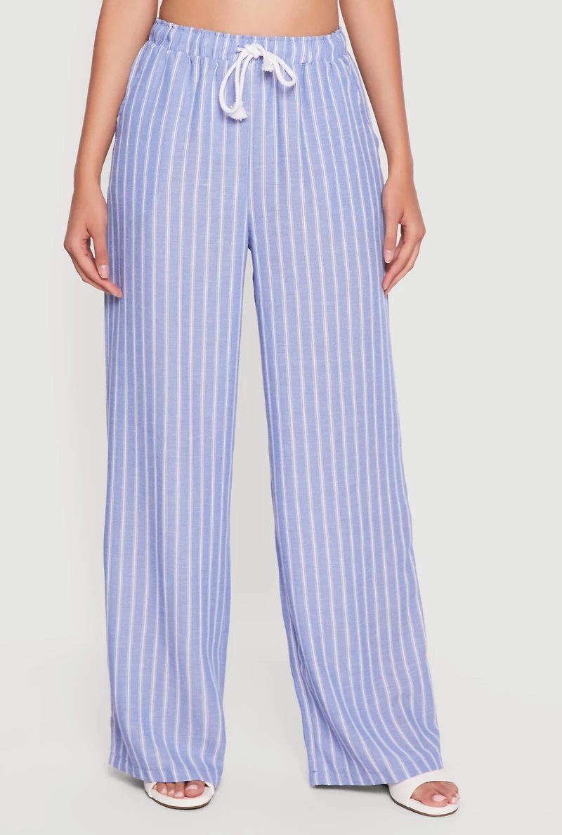 Pinstripe High Waisted Wide Leg Pants