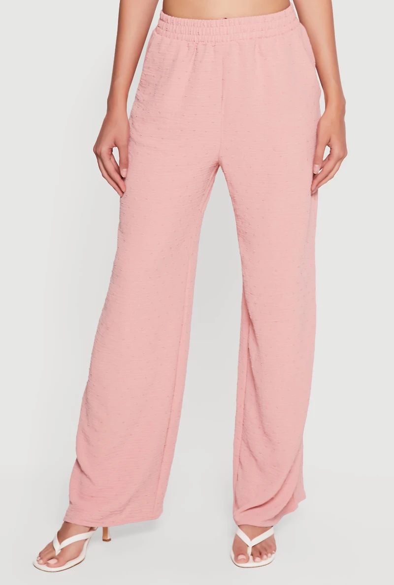 Crepe Knit Swiss Dot High Waisted Pants