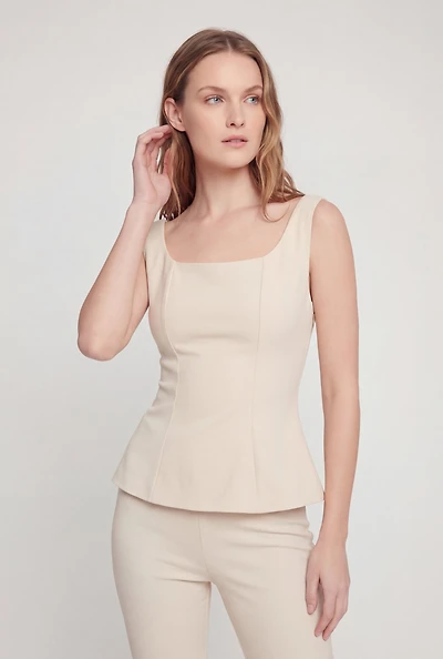 Solid Crepe Knit Peplum Top