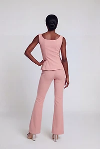 Solid Crepe Knit Peplum Top