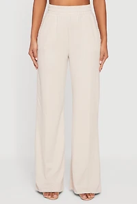 Womens Textured Knit High Waisted Pull On Straight Leg Pants,