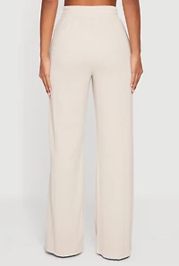 Womens Textured Knit High Waisted Pull On Straight Leg Pants,