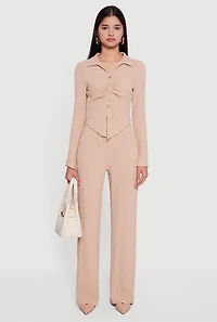 Long Sleeve Seersucker Button Front Shirt