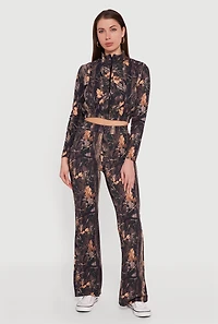 Tree Camo Scuba Cropped Zip Front Jacket