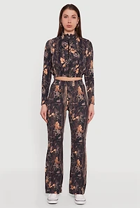 Tree Camo Scuba Cropped Zip Front Jacket