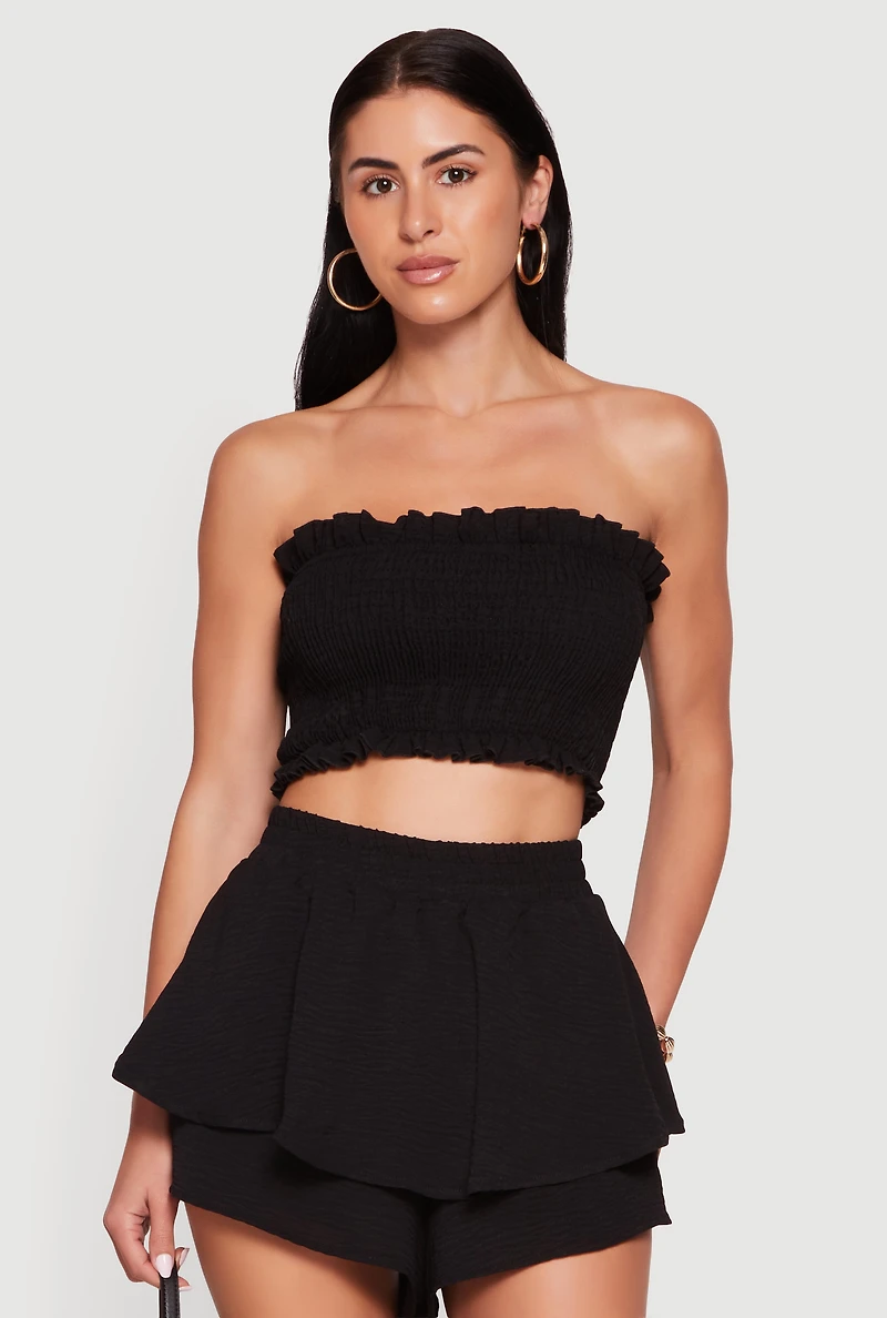 Crepe Knit Smocked Tube Top