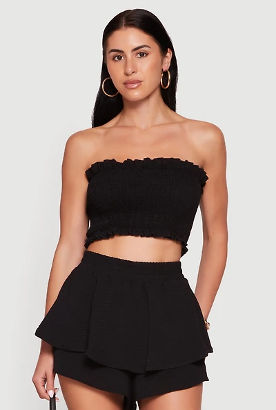 Crepe Knit Smocked Tube Top