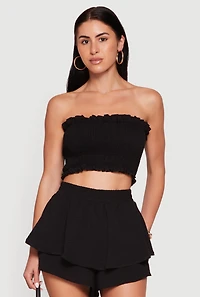 Crepe Knit Smocked Tube Top