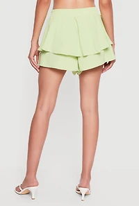 Crepe Knit Ruffle Tiered Shorts