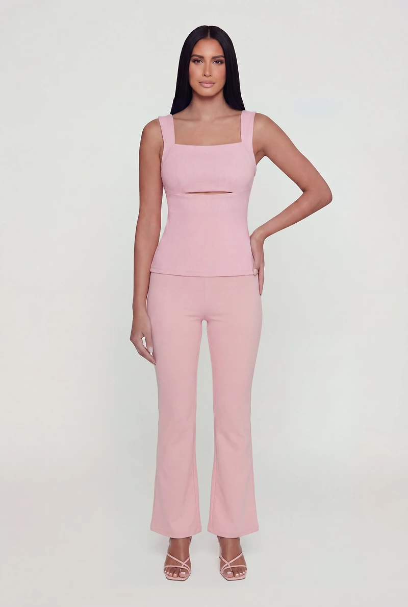 Square Neck Keyhole Detail Tank Top