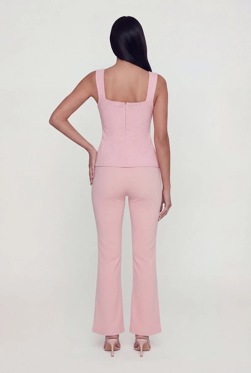 Square Neck Keyhole Detail Tank Top