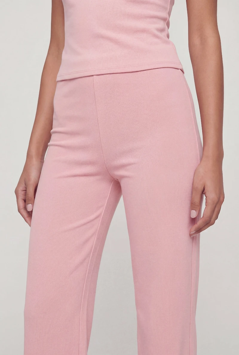 High Waisted Crepe Knit Casual Pants