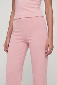 High Waisted Crepe Knit Casual Pants