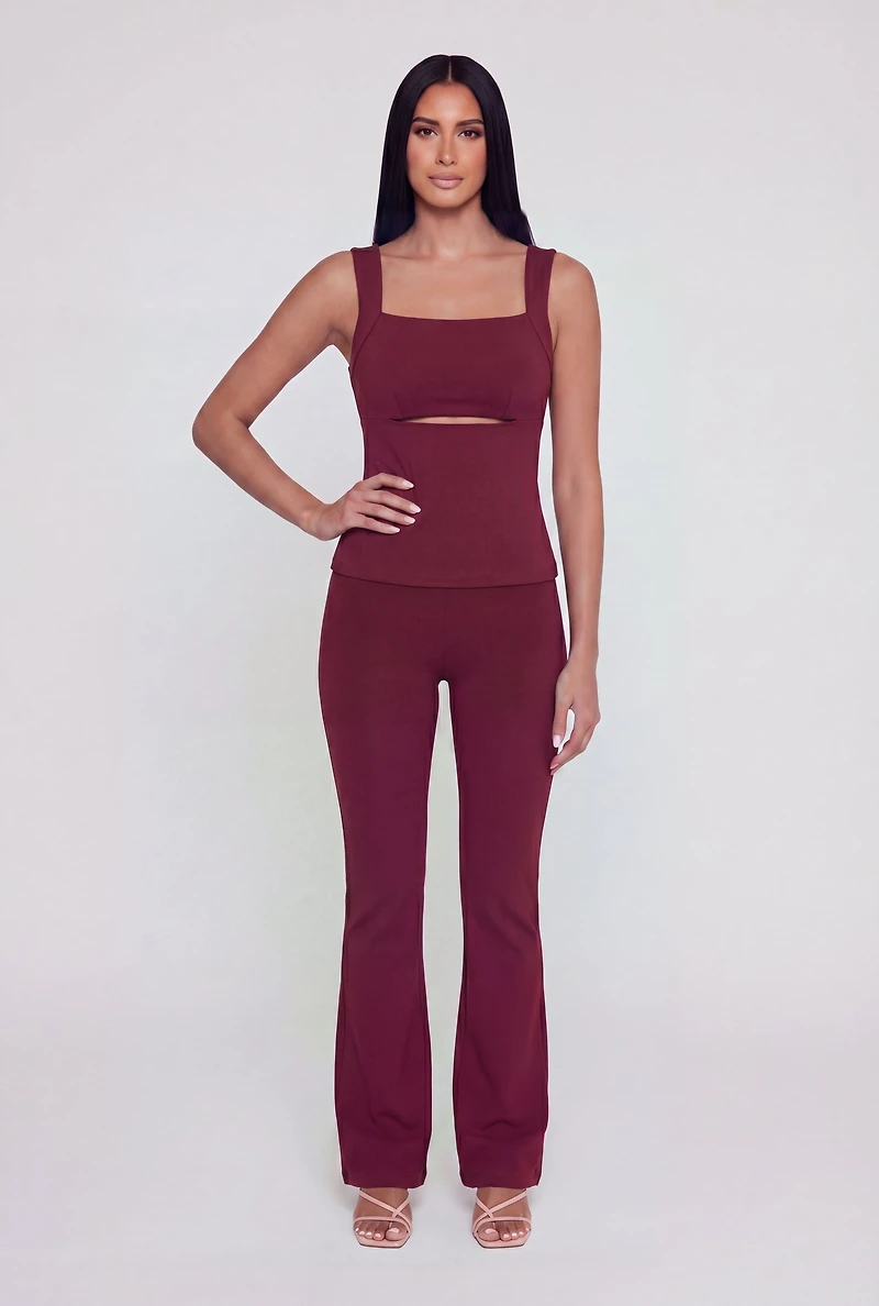 High Waisted Crepe Knit Casual Pants