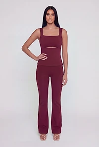 High Waisted Crepe Knit Casual Pants