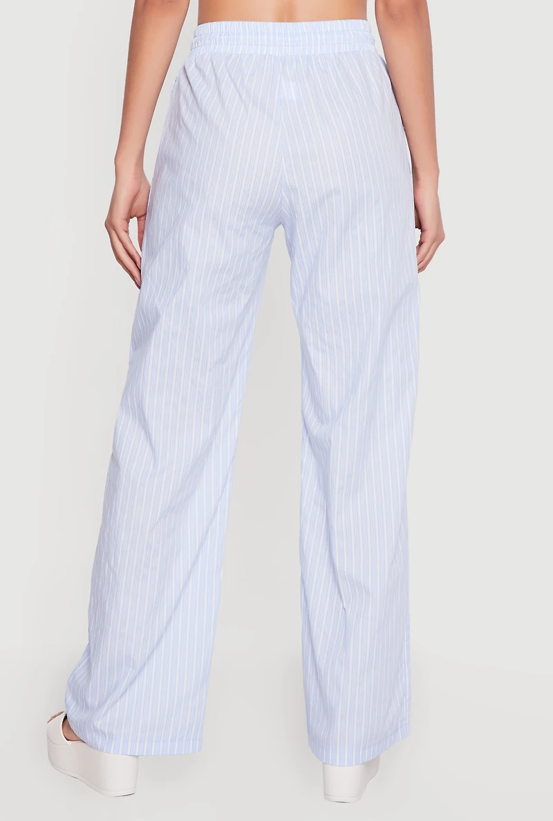 Poplin Pinstripe Drawstring Waist Pants